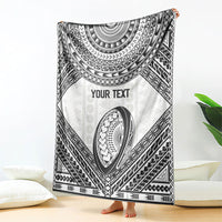 Custom Rugby Fiji National Heritage Blanket White Traditional Masi Inspired