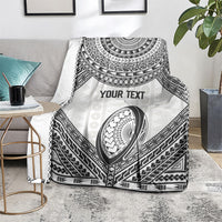Custom Rugby Fiji National Heritage Blanket White Traditional Masi Inspired
