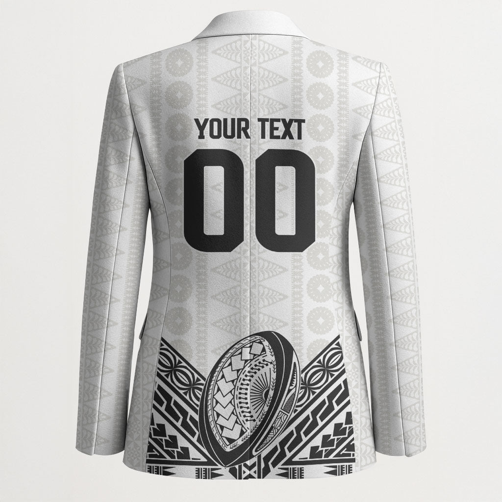 Custom Rugby Fiji National Heritage Blazer White Traditional Masi Inspired
