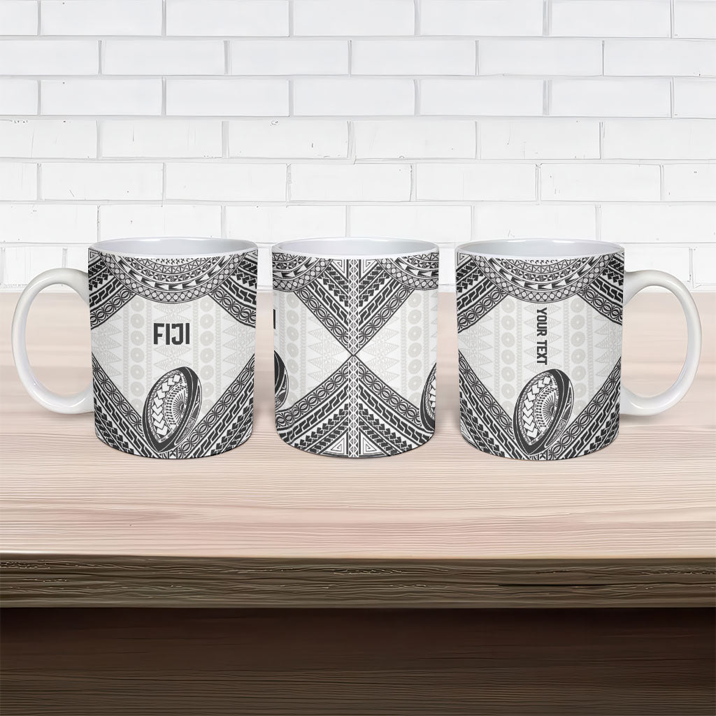 Custom Rugby Fiji National Heritage Ceramic Mug White Traditional Masi Inspired