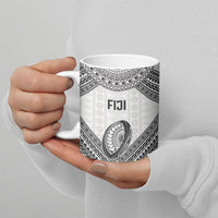 Custom Rugby Fiji National Heritage Ceramic Mug White Traditional Masi Inspired