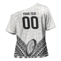 Custom Rugby Fiji National Heritage Cross Shoulder Shirt White Traditional Masi Inspired