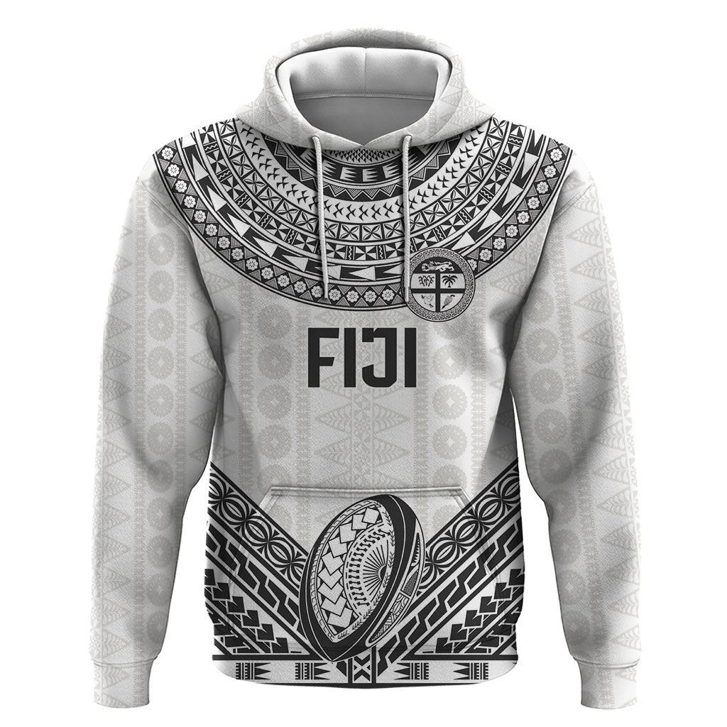 Custom Rugby Fiji National Heritage Hoodie White Traditional Masi Inspired