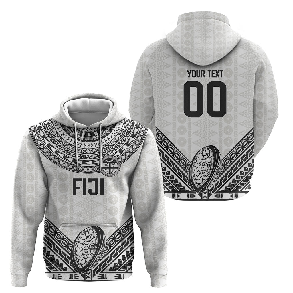 Custom Rugby Fiji National Heritage Hoodie White Traditional Masi Inspired