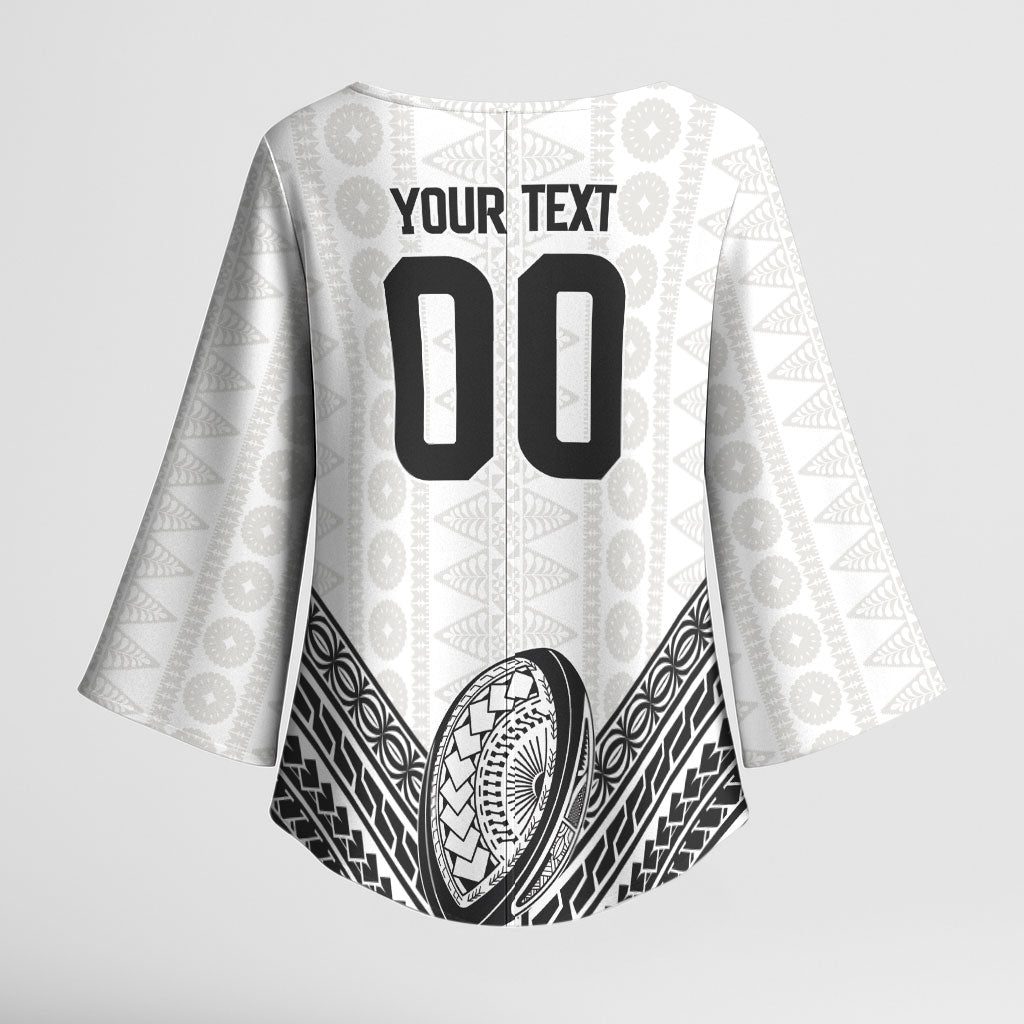 Custom Rugby Fiji National Heritage Kimono Sleeve Blouse White Traditional Masi Inspired