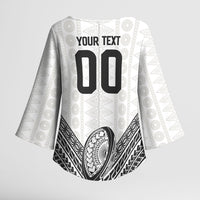 Custom Rugby Fiji National Heritage Kimono Sleeve Blouse White Traditional Masi Inspired
