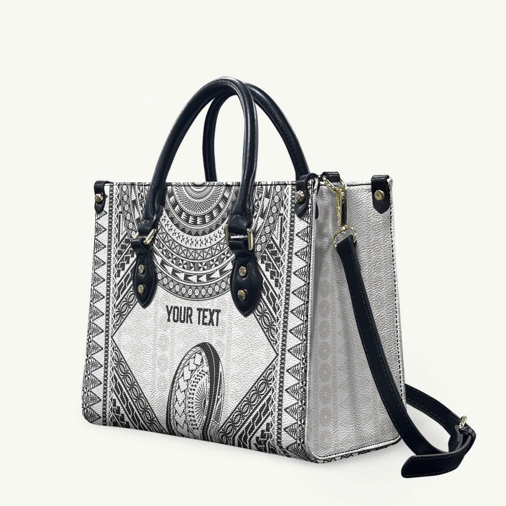 Custom Rugby Fiji National Heritage Leather Bag White Traditional Masi Inspired