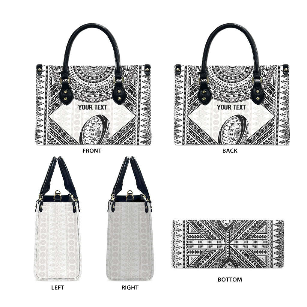 Custom Rugby Fiji National Heritage Leather Bag White Traditional Masi Inspired