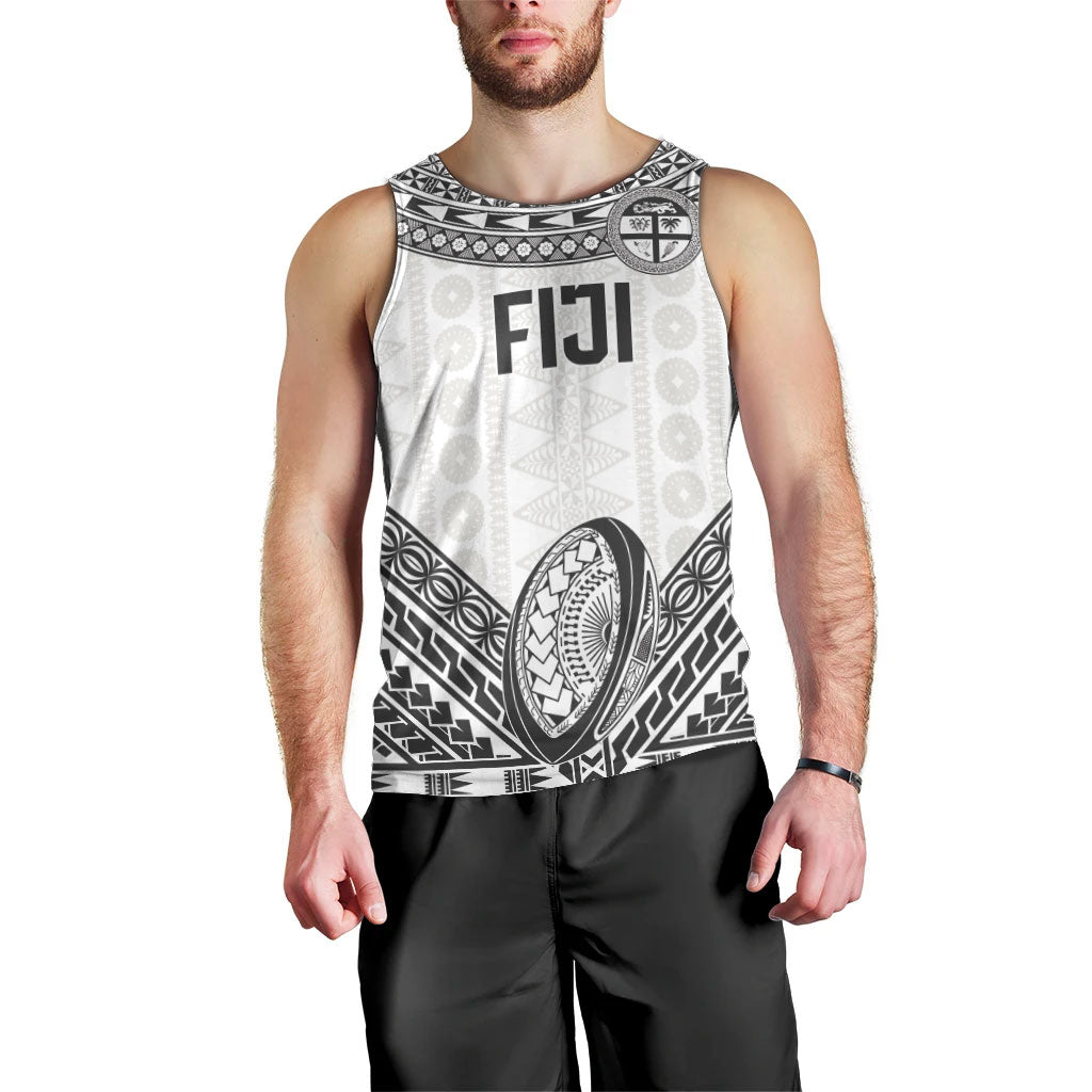 Custom Rugby Fiji National Heritage Men Tank Top White Traditional Masi Inspired
