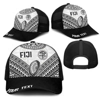 Personalised Rugby Fiji National Heritage Mesh Trucker Cap White Traditional Masi Inspired