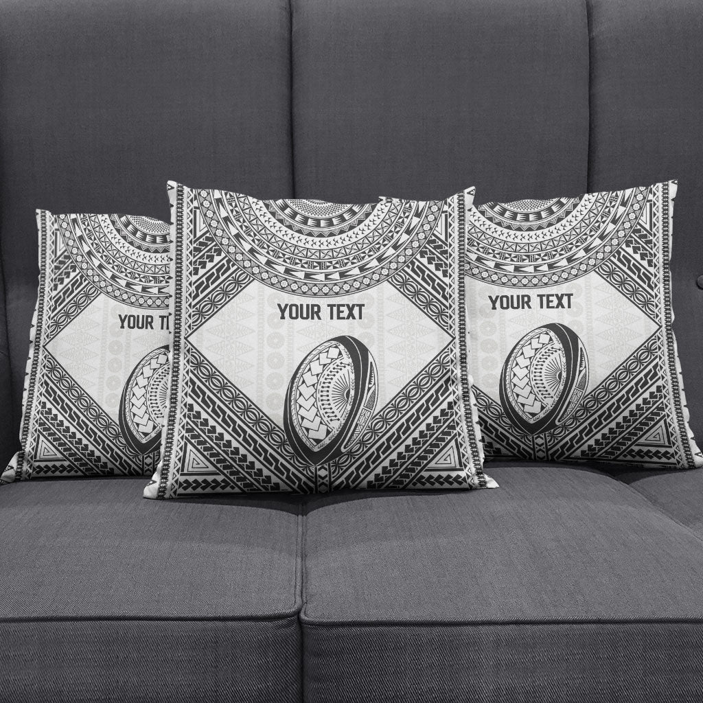 Custom Rugby Fiji National Heritage Pillow Cover White Traditional Masi Inspired