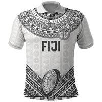 Custom Rugby Fiji National Heritage Polo Shirt White Traditional Masi Inspired