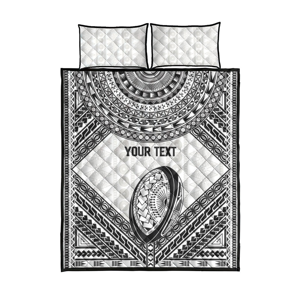 Custom Rugby Fiji National Heritage Quilt Bed Set White Traditional Masi Inspired