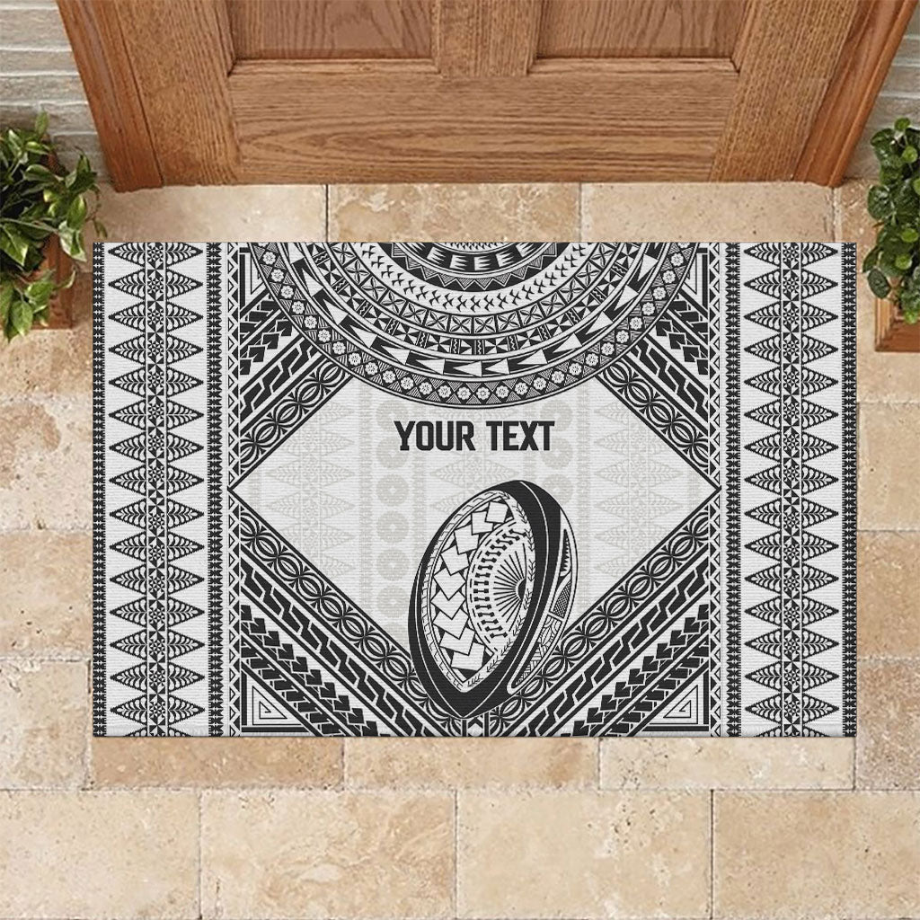 Custom Rugby Fiji National Heritage Rubber Doormat White Traditional Masi Inspired