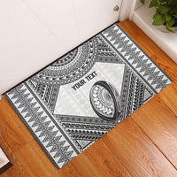 Custom Rugby Fiji National Heritage Rubber Doormat White Traditional Masi Inspired