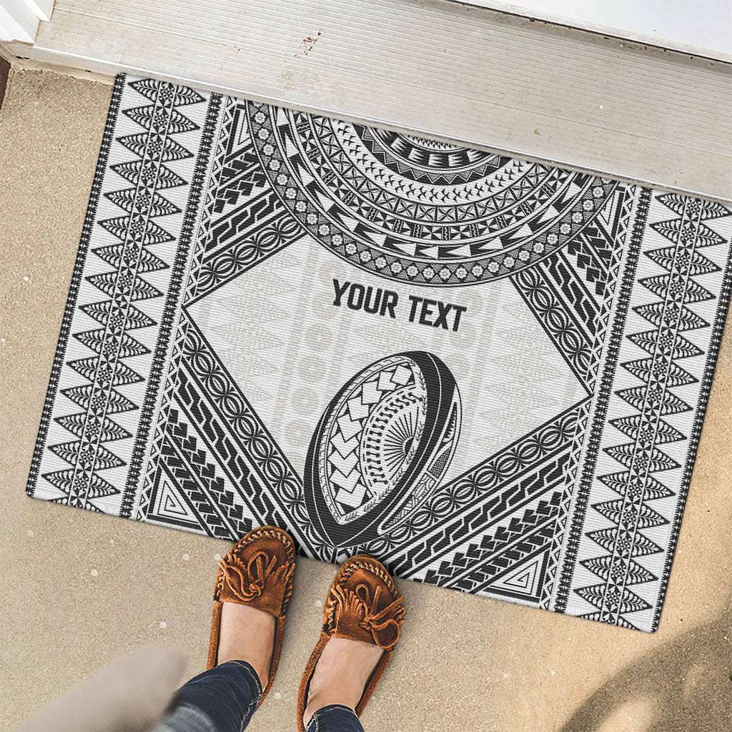 Custom Rugby Fiji National Heritage Rubber Doormat White Traditional Masi Inspired