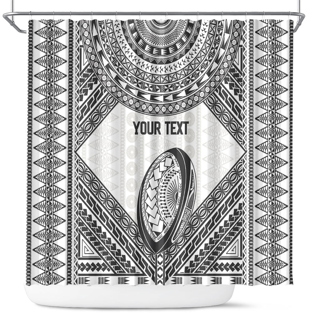 Custom Rugby Fiji National Heritage Shower Curtain White Traditional Masi Inspired