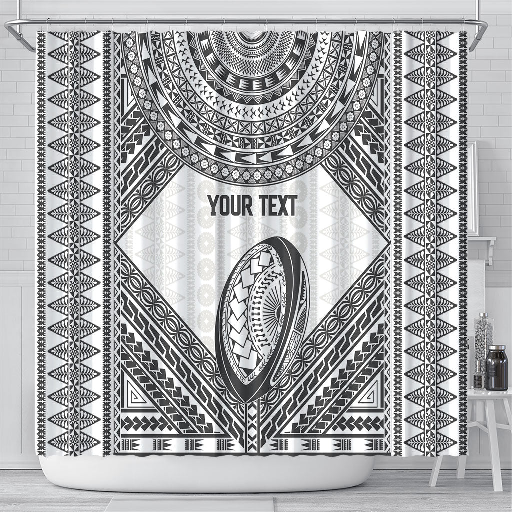 Custom Rugby Fiji National Heritage Shower Curtain White Traditional Masi Inspired