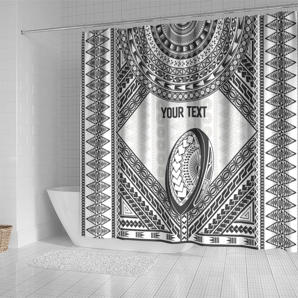 Custom Rugby Fiji National Heritage Shower Curtain White Traditional Masi Inspired