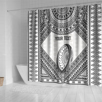 Custom Rugby Fiji National Heritage Shower Curtain White Traditional Masi Inspired
