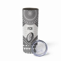 Custom Rugby Fiji National Heritage Skinny Tumbler White Traditional Masi Inspired