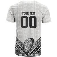 Custom Rugby Fiji National Heritage T Shirt White Traditional Masi Inspired