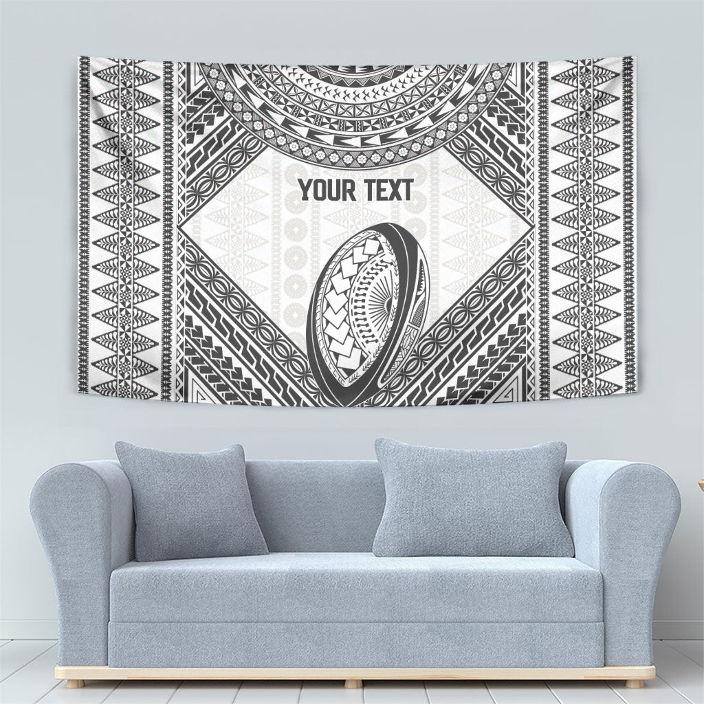 Custom Rugby Fiji National Heritage Tapestry White Traditional Masi Inspired