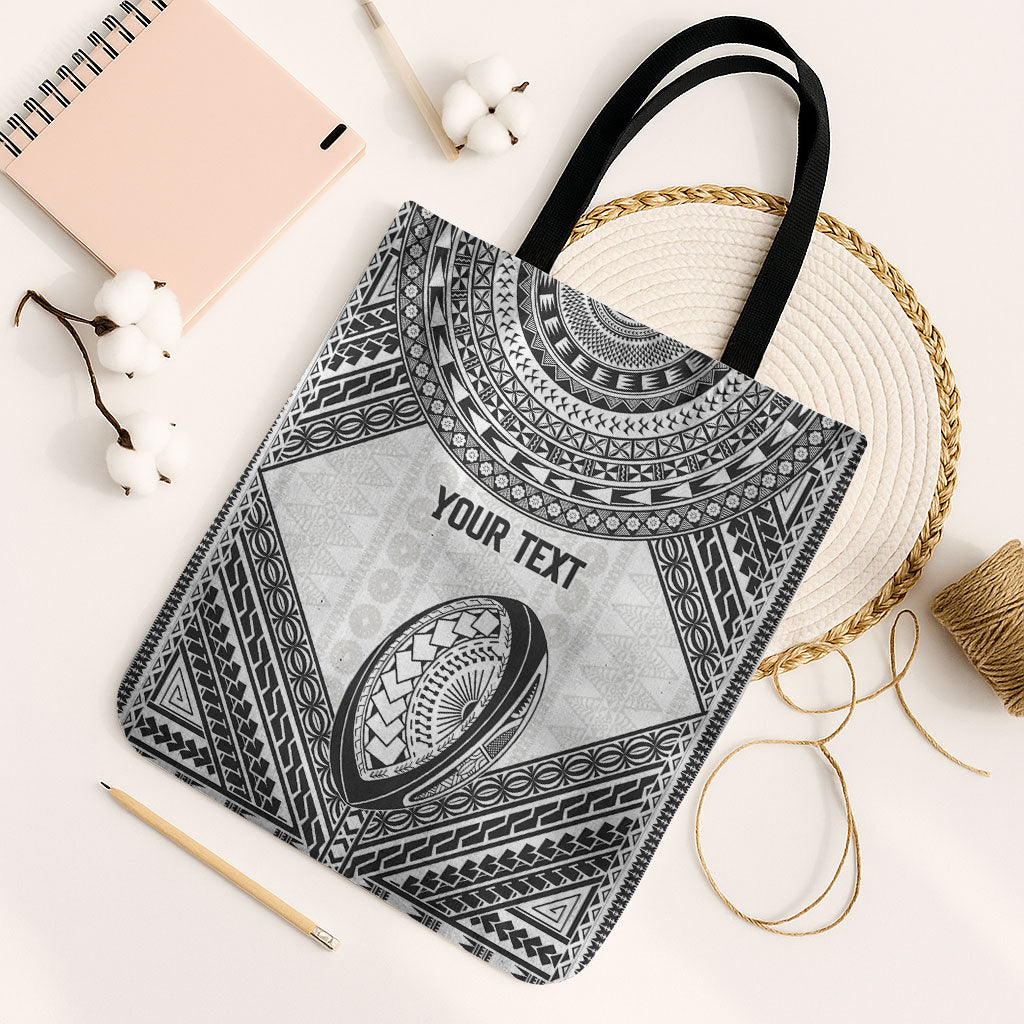 Custom Rugby Fiji National Heritage Tote Bag White Traditional Masi Inspired