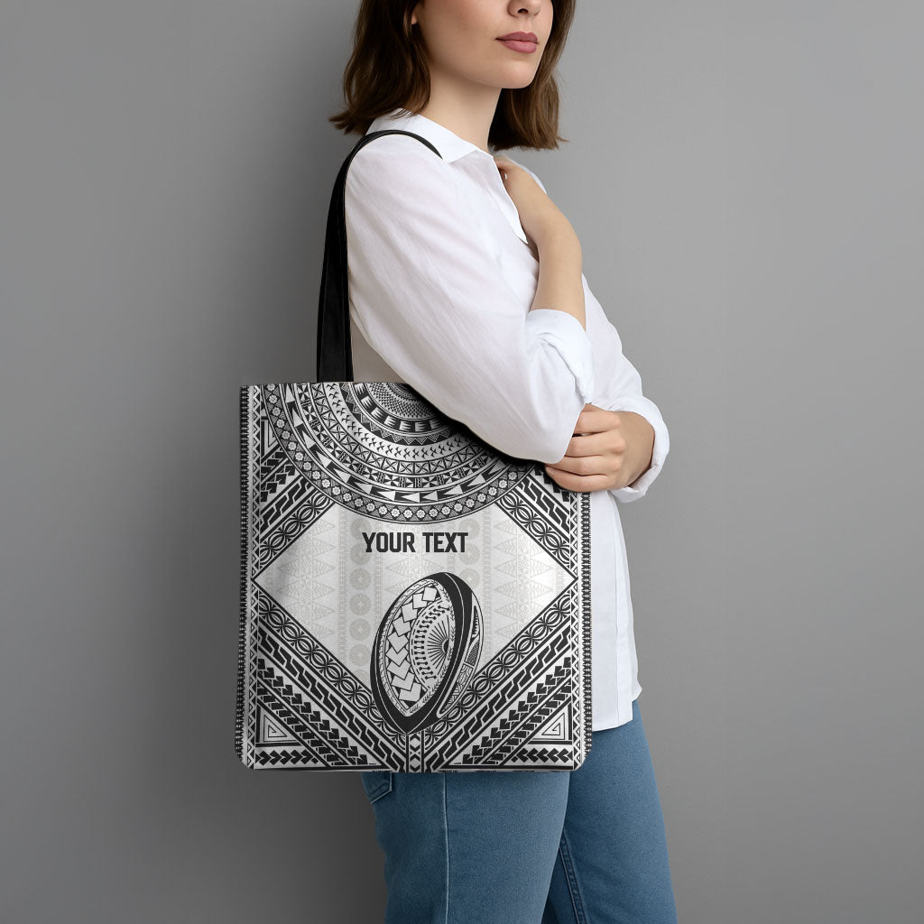Custom Rugby Fiji National Heritage Tote Bag White Traditional Masi Inspired