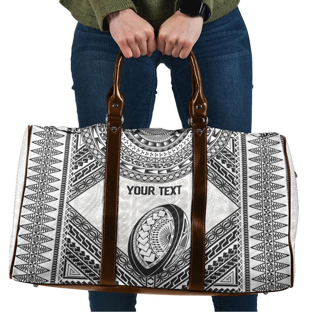 Custom Rugby Fiji National Heritage Travel Bag White Traditional Masi Inspired