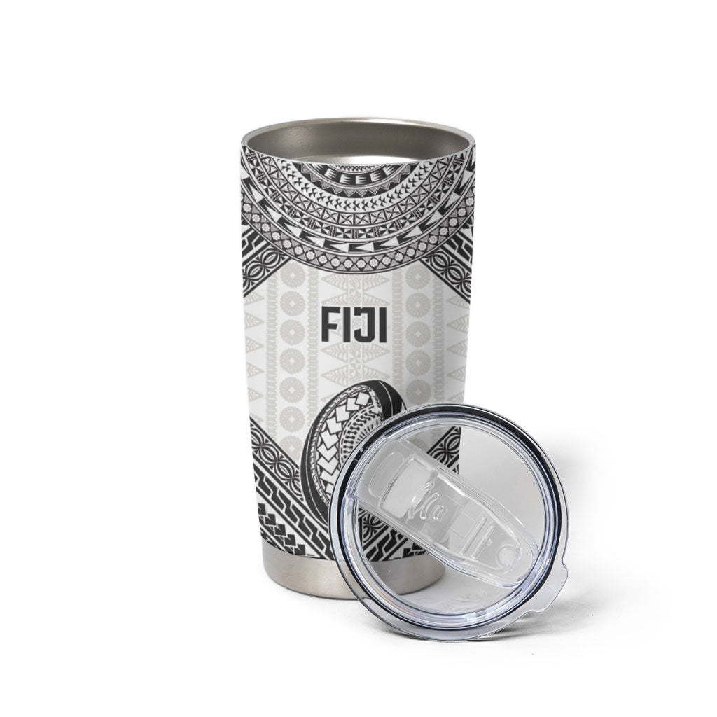 Custom Rugby Fiji National Heritage Tumbler Cup White Traditional Masi Inspired