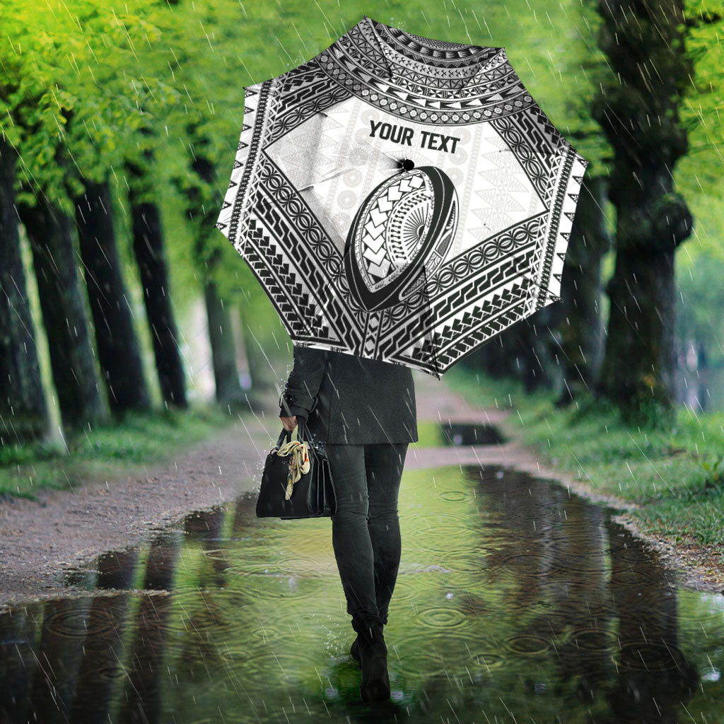 Custom Rugby Fiji National Heritage Umbrella White Traditional Masi Inspired