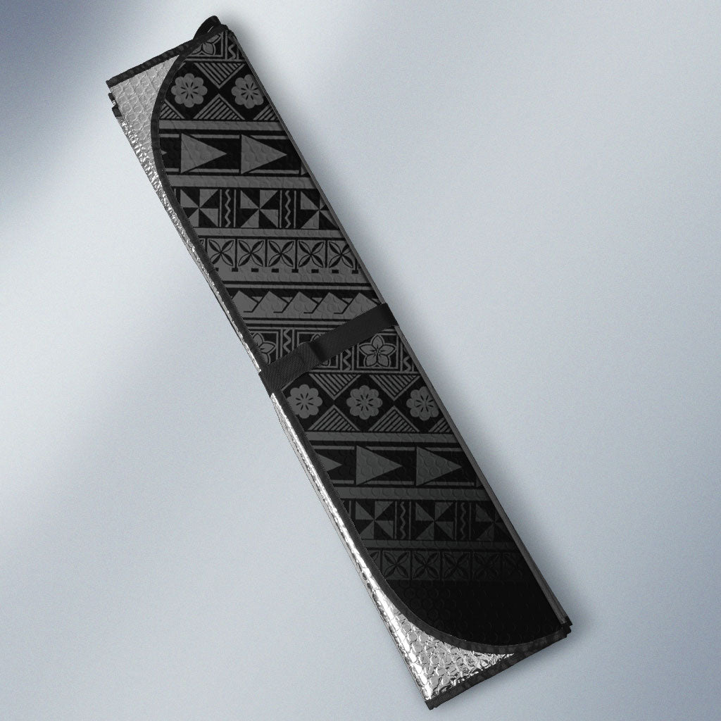 Custom Rugby Fiji Auto Sun Shade Black Traditional Masi Inspired
