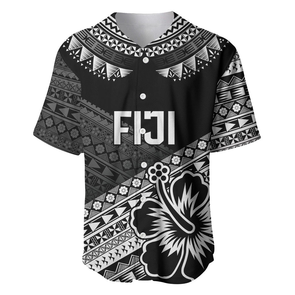 Custom Rugby Fiji Baseball Jersey Black Traditional Masi Inspired LT9 Black - Polynesian Pride