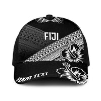 Personalised Rugby Fiji Baseball Net Cap Black Traditional Masi Inspired