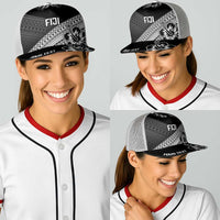 Personalised Rugby Fiji Baseball Net Cap Black Traditional Masi Inspired