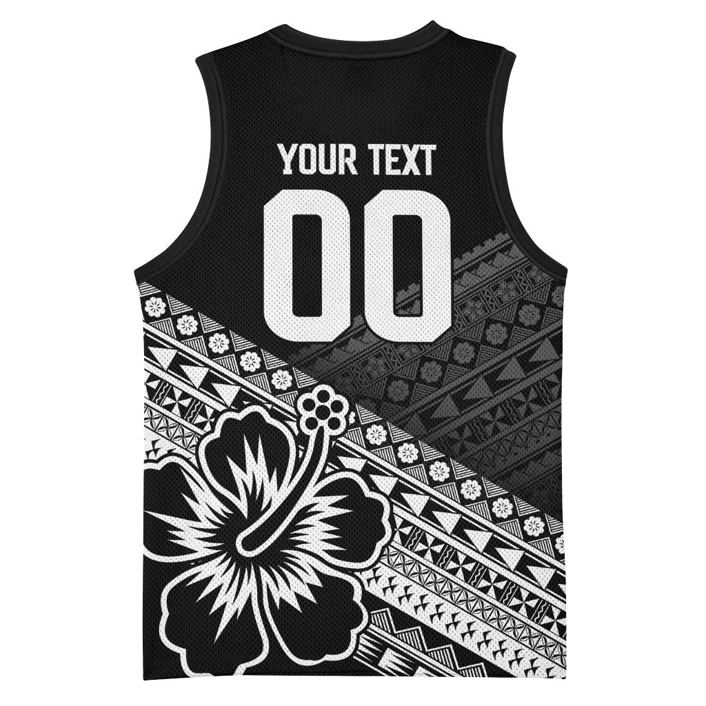 Custom Rugby Fiji Basketball Jersey Black Traditional Masi Inspired