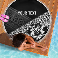 Custom Rugby Fiji Beach Blanket Black Traditional Masi Inspired