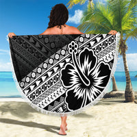 Custom Rugby Fiji Beach Blanket Black Traditional Masi Inspired