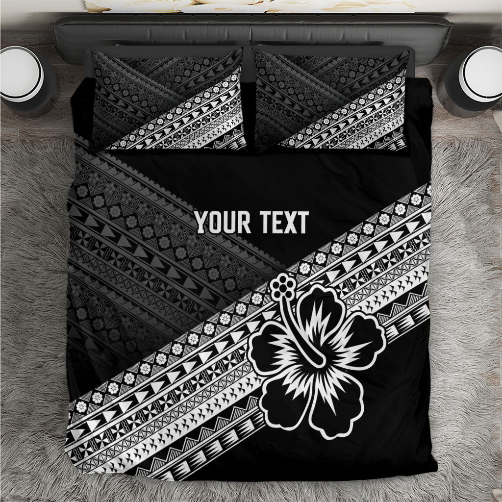 Custom Rugby Fiji Bedding Set Black Traditional Masi Inspired