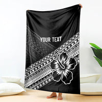 Custom Rugby Fiji Blanket Black Traditional Masi Inspired