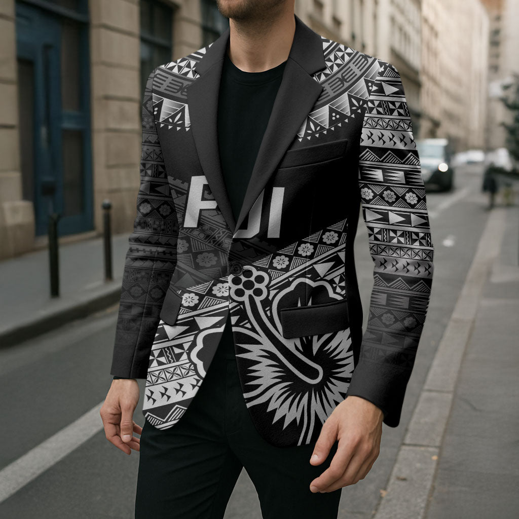 Custom Rugby Fiji Blazer Black Traditional Masi Inspired