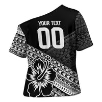 Custom Rugby Fiji Cross Shoulder Shirt Black Traditional Masi Inspired