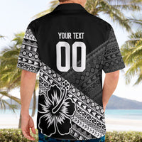 Custom Rugby Fiji Hawaiian Shirt Black Traditional Masi Inspired