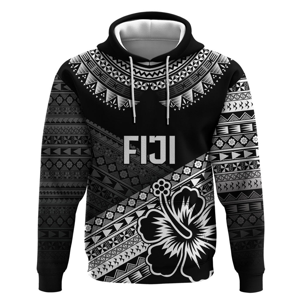 Custom Rugby Fiji Hoodie Black Traditional Masi Inspired