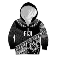 Custom Rugby Fiji Kid Hoodie Black Traditional Masi Inspired
