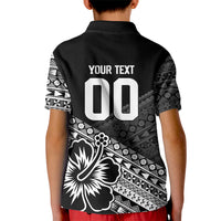 Custom Rugby Fiji Kid Polo Shirt Black Traditional Masi Inspired