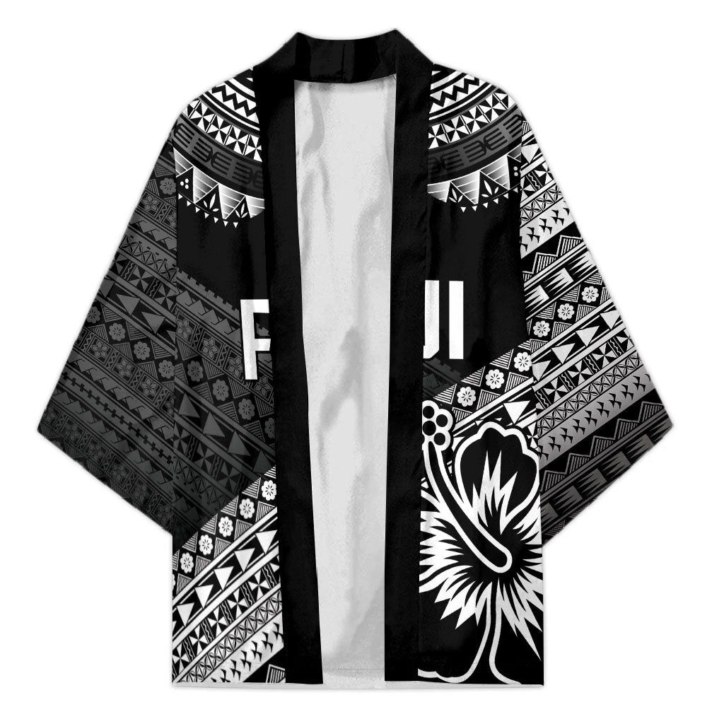 Custom Rugby Fiji Kimono Black Traditional Masi Inspired LT9 Unisex Black - Polynesian Pride