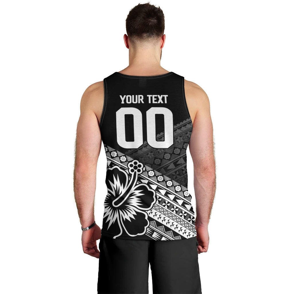 Custom Rugby Fiji Men Tank Top Black Traditional Masi Inspired