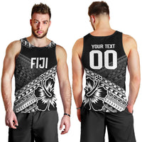 Custom Rugby Fiji Men Tank Top Black Traditional Masi Inspired